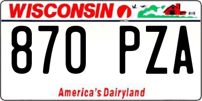 WI license plate 870PZA