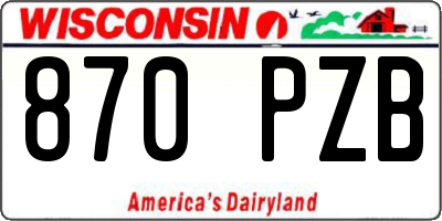 WI license plate 870PZB