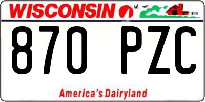 WI license plate 870PZC