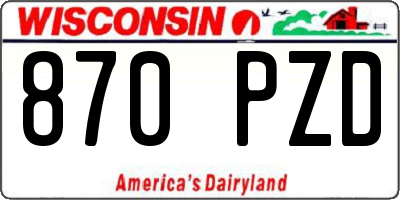 WI license plate 870PZD