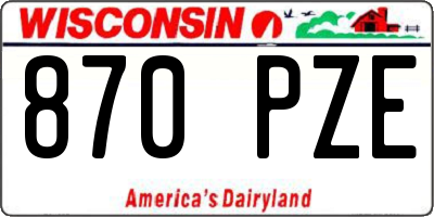 WI license plate 870PZE