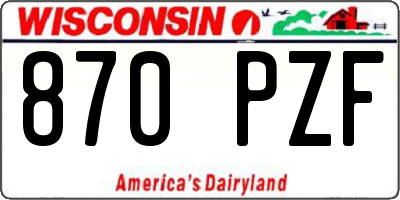 WI license plate 870PZF
