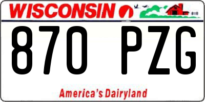 WI license plate 870PZG