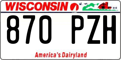 WI license plate 870PZH