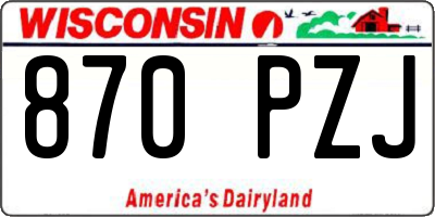 WI license plate 870PZJ