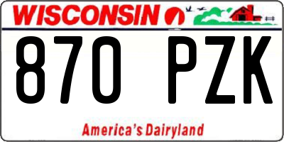 WI license plate 870PZK