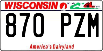 WI license plate 870PZM
