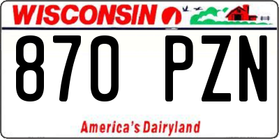 WI license plate 870PZN