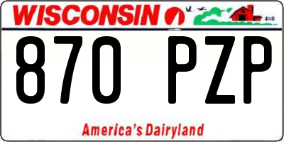 WI license plate 870PZP