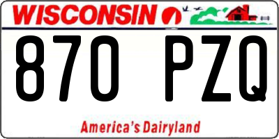 WI license plate 870PZQ