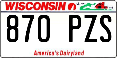 WI license plate 870PZS