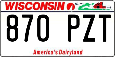 WI license plate 870PZT