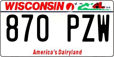 WI license plate 870PZW