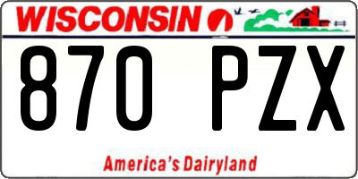 WI license plate 870PZX