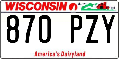 WI license plate 870PZY