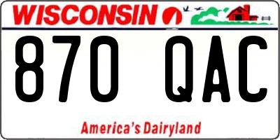 WI license plate 870QAC