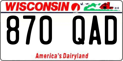WI license plate 870QAD