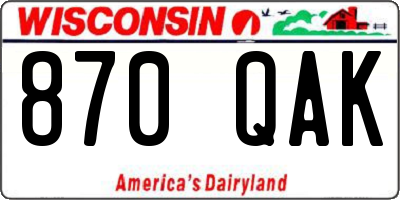 WI license plate 870QAK