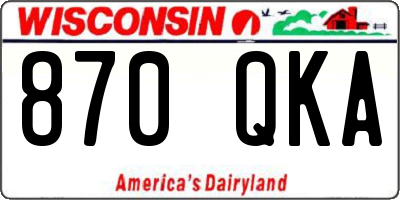 WI license plate 870QKA