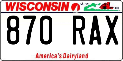 WI license plate 870RAX
