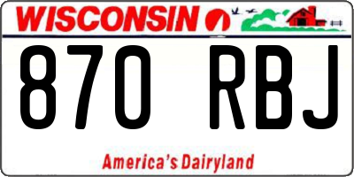 WI license plate 870RBJ