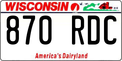WI license plate 870RDC