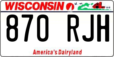 WI license plate 870RJH