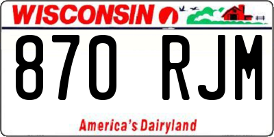 WI license plate 870RJM