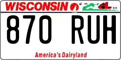 WI license plate 870RUH