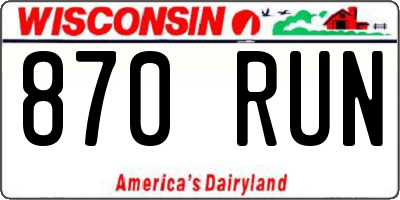 WI license plate 870RUN