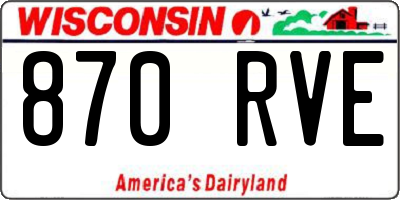 WI license plate 870RVE