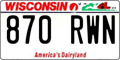 WI license plate 870RWN