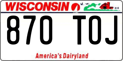 WI license plate 870TOJ