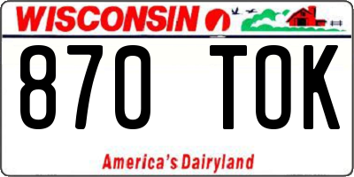 WI license plate 870TOK
