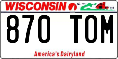 WI license plate 870TOM