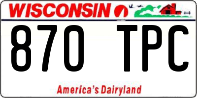 WI license plate 870TPC