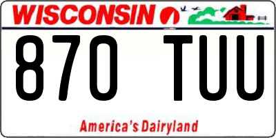 WI license plate 870TUU