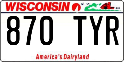 WI license plate 870TYR