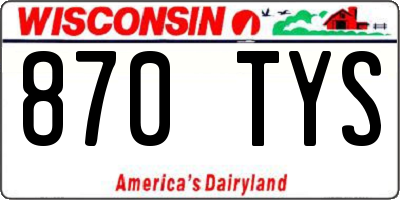 WI license plate 870TYS