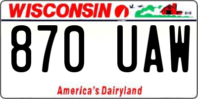 WI license plate 870UAW