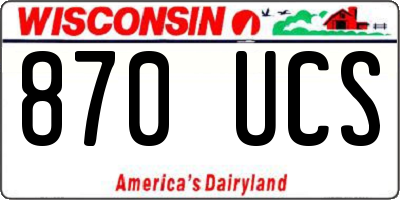 WI license plate 870UCS