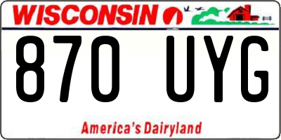 WI license plate 870UYG