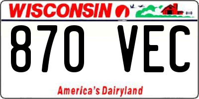 WI license plate 870VEC
