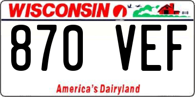 WI license plate 870VEF