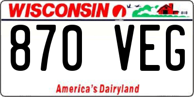 WI license plate 870VEG
