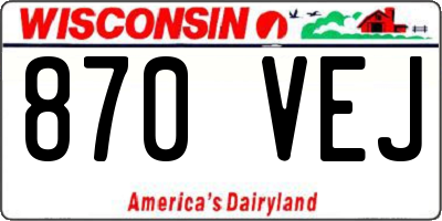 WI license plate 870VEJ