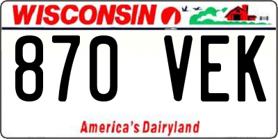 WI license plate 870VEK
