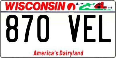 WI license plate 870VEL