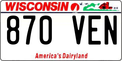 WI license plate 870VEN