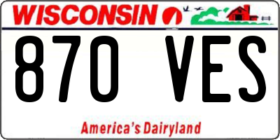 WI license plate 870VES